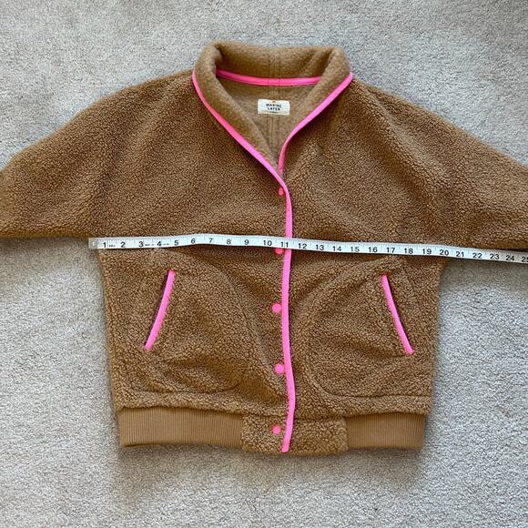 Marine Layer Sierra Sherpa Jacket Snap Front Size XS Camel Pink Bomber Teddy - Picture 5 of 6